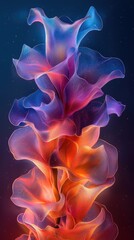 Obraz premium Colorful abstract design resembling flowing petals in vibrant hues on a dark background
