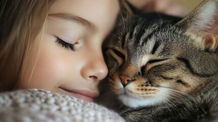 Girl studying cat breeds for unique traits and characteristics