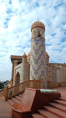 Samarkand, Uzbekistan, November 07, 2024: the colourful Hazrat-Hizr Mosque & tomb in the city of...