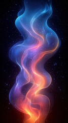 Obraz premium Colorful abstract design with flowing shapes showcasing vibrant hues of blue and orange against a starry background