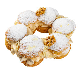 Cream puffs arranged in flower shape