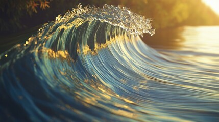 Golden Hour Ocean Wave Abstract Water Texture.