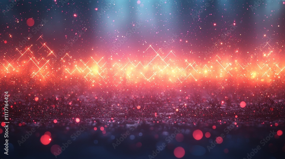 Poster vibrant abstract background with sparkling lights and colorful bokeh effects for creative projects