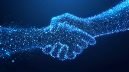 A virtual handshake symbolizing a business deal in a digital world