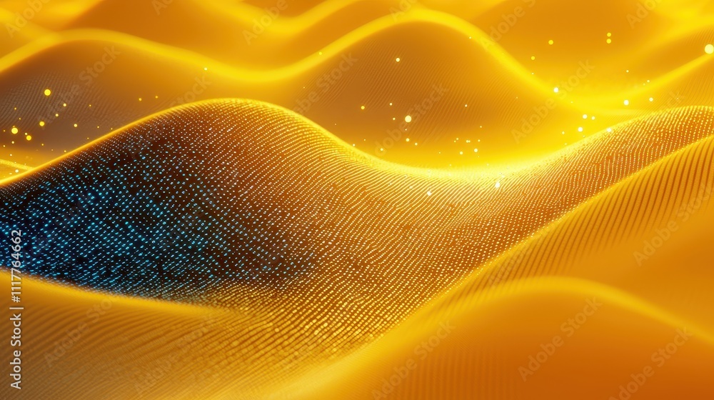 Poster dynamic flowing stream of binary code illuminated in vibrant colors and textured patterns