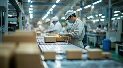 Senior men oversee factory production using high-technology mobile systems for efficiency.