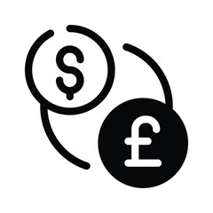 Icon showing currency symbols representing international money exchange