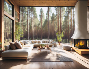 Fototapeta premium Minimalist Scandinavian Forest Retreat
