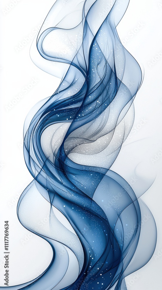 Poster flowing blue and gray waves create a serene abstract design in soft shapes and textures