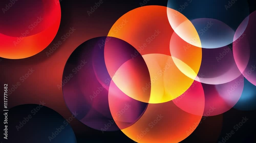 Poster abstract circles in vibrant hues: a captivating abstract background of overlapping circles in a spec