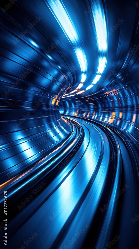 Aufkleber light trails create a dynamic illusion of movement within a futuristic tunnel of blue and gold