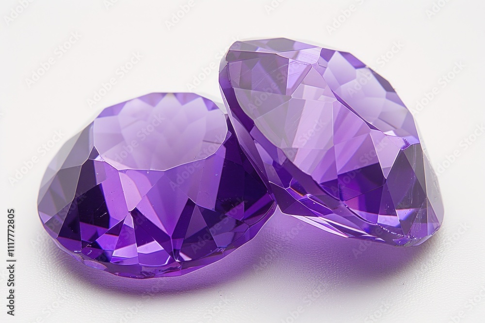 Poster a pair of purple gemstones sit atop a clean white surface, waiting to be admired or used in your nex
