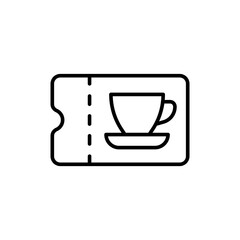 Afternoon tea voucher outline icons, minimalist vector illustration ,simple transparent graphic element .Isolated on white background