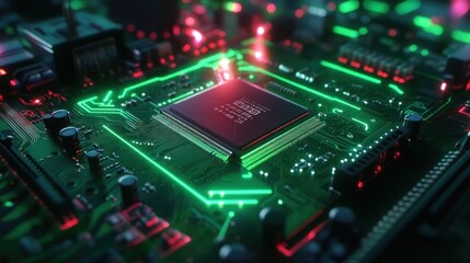 Obraz premium Closeup of a Microchip Circuit Board