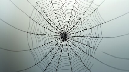 Obraz premium Intricate Black Spiderweb on Translucent Gradient Background, Ethereal, Mysterious, and Delicate AI Art