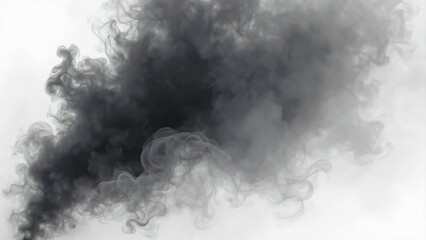 Dramatic Black Fog and Steam Explosion, Vector Illustration of Wispy, Translucent Smoke with Depth Effects