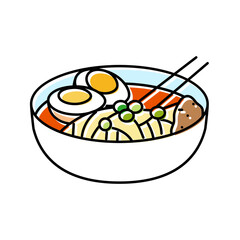 ramyeon noodles korean cuisine color icon vector. ramyeon noodles korean cuisine sign. isolated symbol illustration