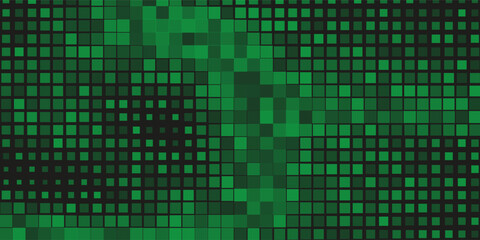 Pixel Disintegration Green and Black Background. Vector