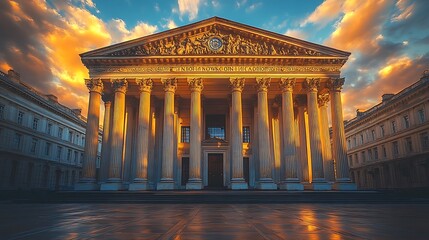 Obraz premium Vibrant display capturing a government building with grand neoclassical architecture in stunning picture