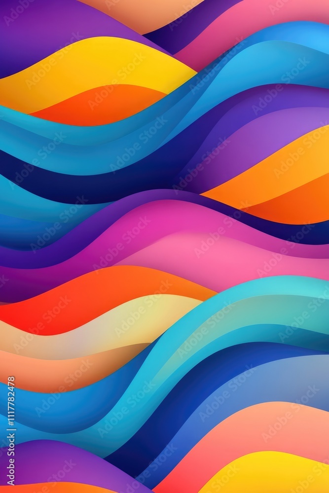 Poster Abstract design with wavy lines on a colorful background