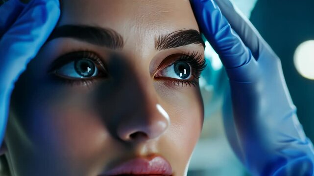 plastic surgery, beauty, Surgeon or beautician touching woman face, surgical procedure that involve altering shape of nose, doctor injection to prepare for rhinoplasty, medical assistance, health