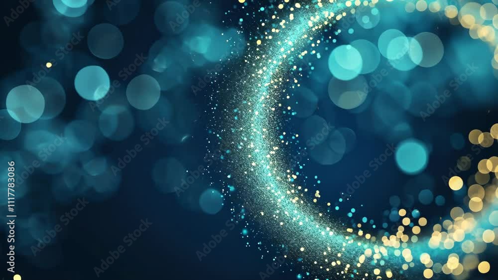 Poster sparkling blue bokeh background with shimmering lights in an abstract design
