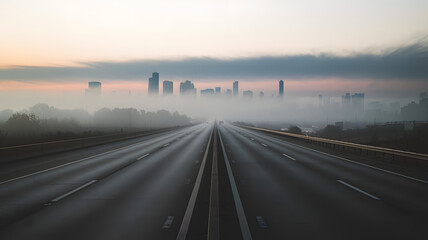 Empty express lane on highway during off-peak hours, symbolizing efficiency and opportunity in a calm, uncluttered environment.