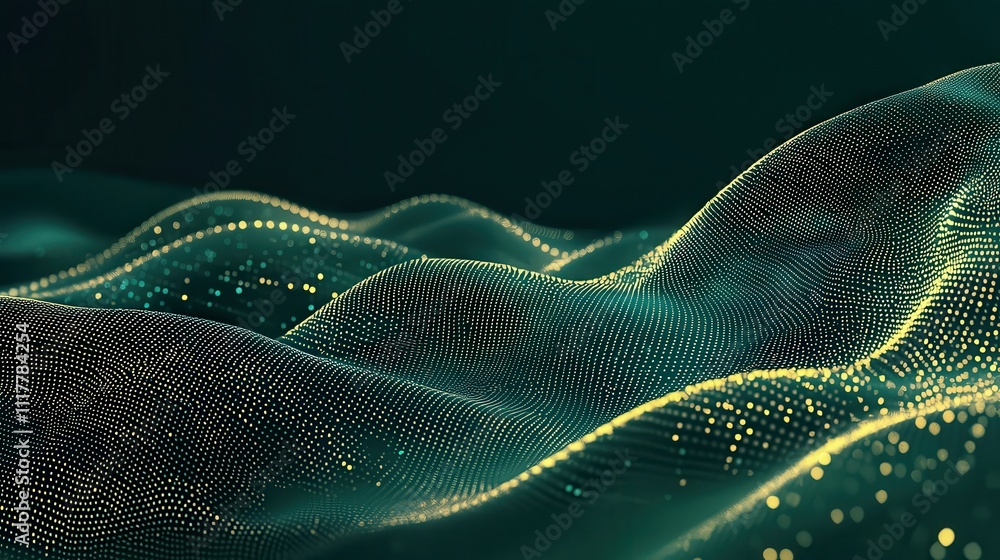 Poster dynamic flowing stream of illuminated binary code with abstract visualization effects