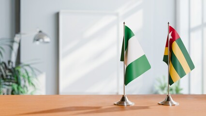 FLAGS OF NIGERIA AND TOGO ON TABLE