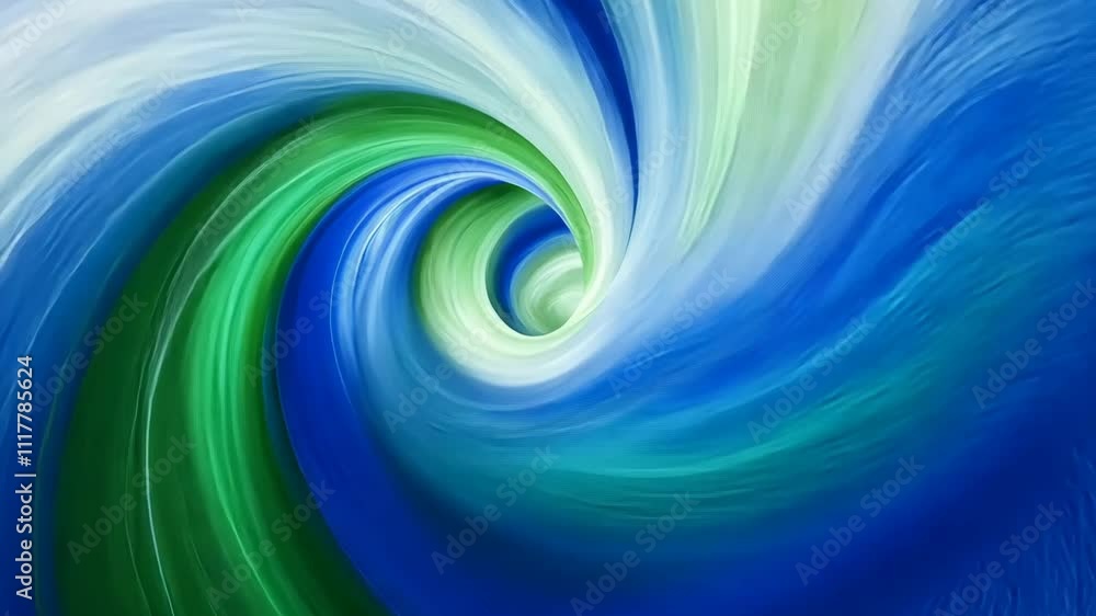 Poster abstract swirling patterns in blue and green shades creating a fluid dynamic background