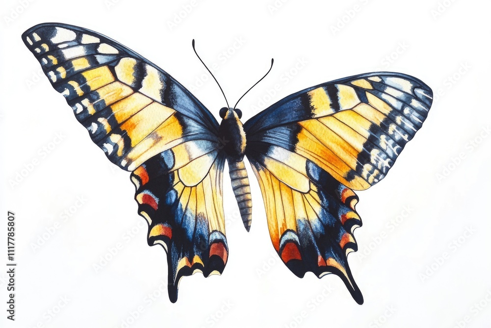 Poster a colorful butterfly sits on a plain white background, inviting close-up views and creative uses