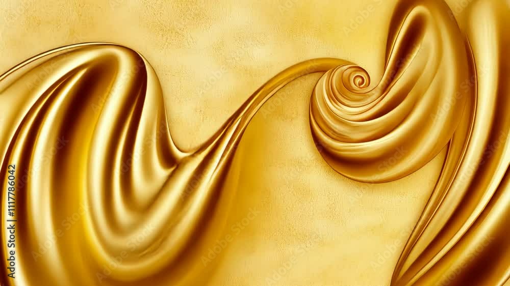 Poster elegant golden fabric with flowing curves and soft textures for luxurious background design
