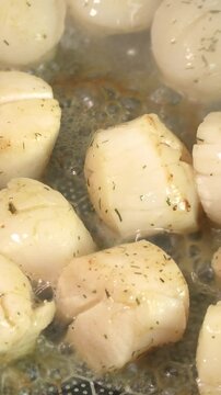 noix de Saint-Jacques en cuisson dans une po&ecirc;le