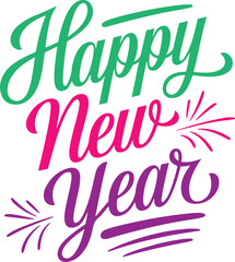 A Simple Happy New Year Typography design Vector Illustration happy new year 2025 calligraphy, typography, silhouette vector style illustration with white background