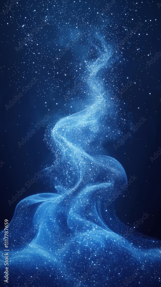 Poster stunning swirl of blue light and particles creating a mesmerizing cosmic effect in a dark background
