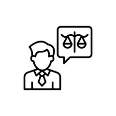 Attorney outline icons, minimalist vector illustration ,simple transparent graphic element .Isolated on white background