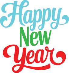 A Simple Happy New Year Typography design Vector Illustration happy new year 2025 calligraphy, typography, silhouette vector style illustration with white background