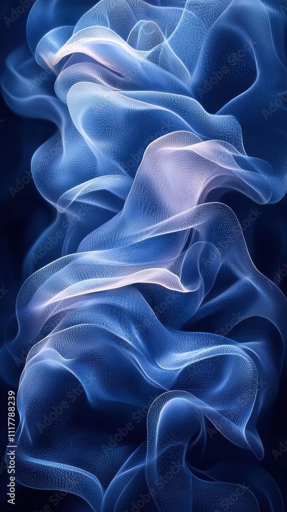 Aufkleber flowing blue waves of ethereal fabric create a mesmerizing visual display in soft, wispy textures