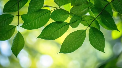Vibrant Green Leaves Close-up, Nature's Detail.