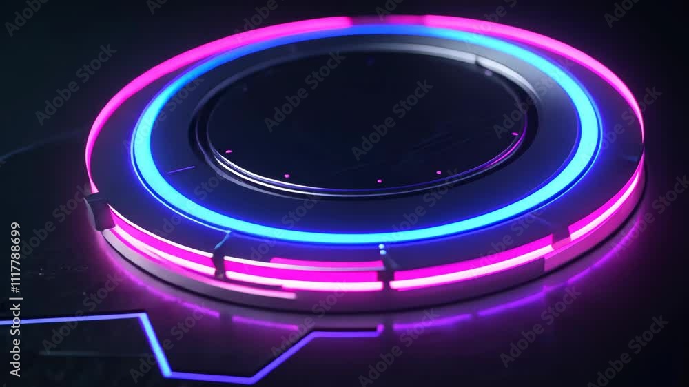 Aufkleber futuristic neon background with circular elements and geometric patterns for digital artwork