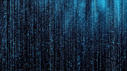 Abstract Digital River of Glowing Binary Sequences in Tranquil Flowing Patterns