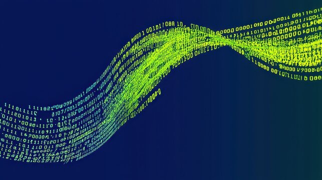 Abstract Digital River of Glowing Binary Sequences in Vivid Colors for Modern Designs