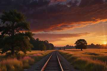 Railway in the sunset