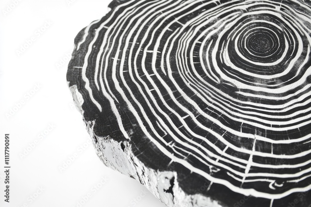 Poster a close-up shot of a tree trunk in black and white