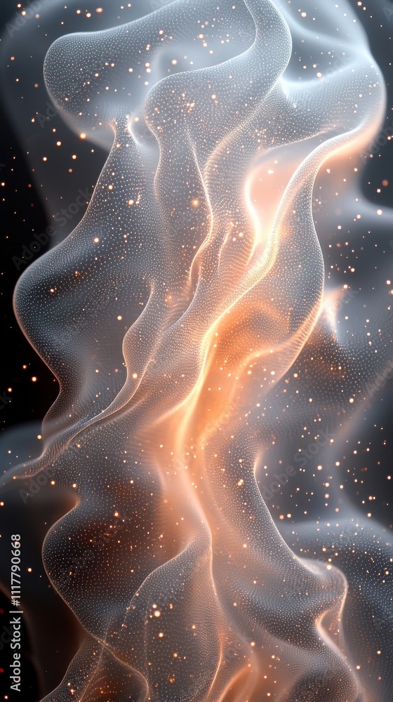 Poster colorful abstract waves of light and texture create a mesmerizing cosmic effect against a dark backd