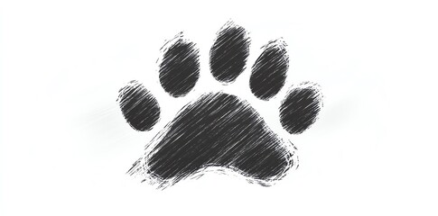 A simple sketch of a paw print, representing animals or pets.