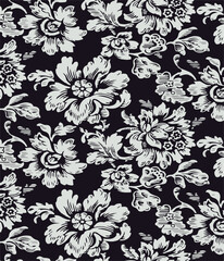 abstract, vector, monochrome, big flowers, all over textiles design, illustration digital image can be used for wrapping paper