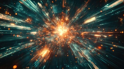 Dynamic Burst of Light and Energy in an Abstract Cosmic Scene