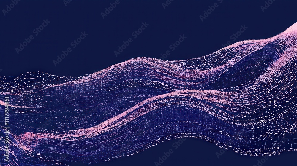 Poster abstract digital representation of a glowing river of binary sequences in gigapixel quality