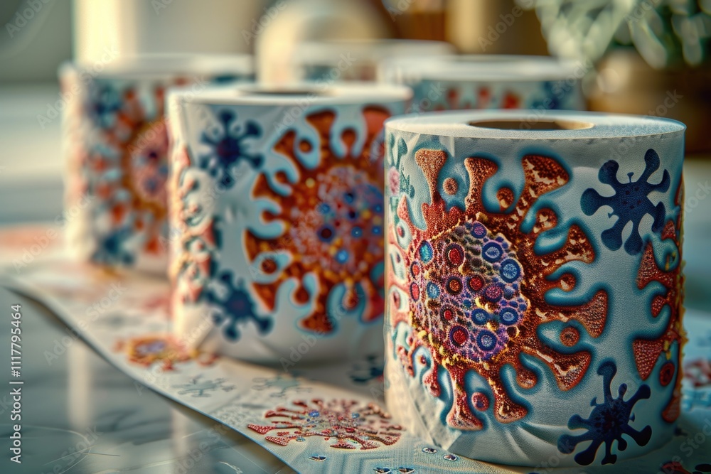 Poster close-up view of three cups on a wooden table